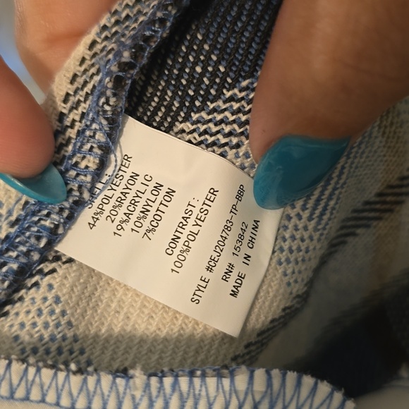 Melloday Women's 1XL Blue flannel patterned coat - Picture 3 of 5